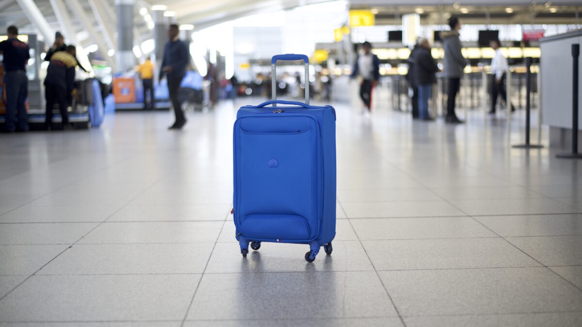 delsey luggage light blue